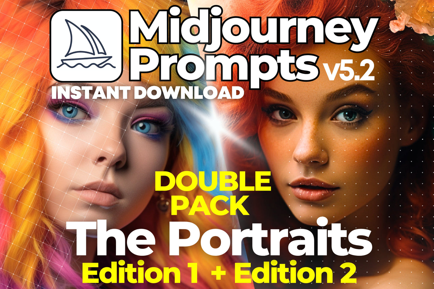 Midjourney Portrait Prompts for Instant Download (Double Pack)