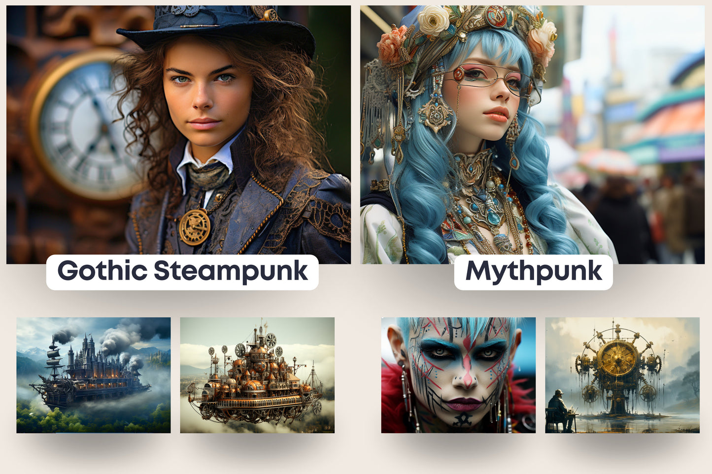 Midjourney Prompts for Steampunk Digital Art Decor Clipart & Sticker Pack