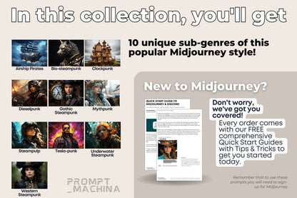 Midjourney Prompts for Steampunk Digital Art Decor Clipart & Sticker Pack