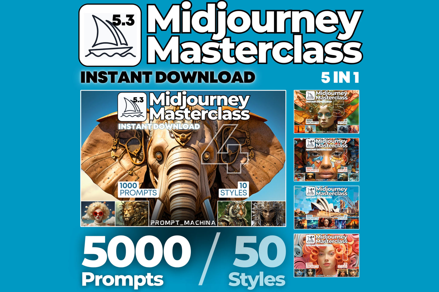 5000 Midjourney Prompts for 50 Popular Midjourney Digital Styles