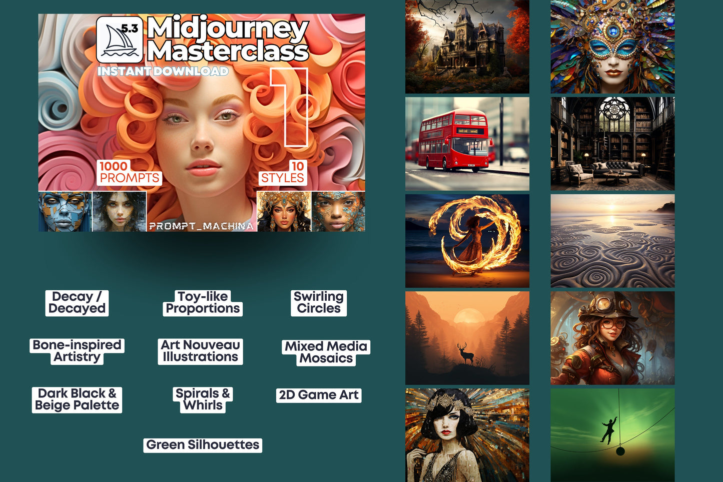 5000 Midjourney Prompts for 50 Popular Midjourney Digital Styles